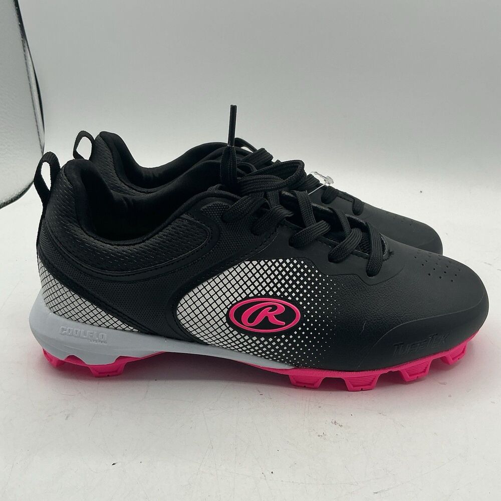 Rawlings Sanction Low Girls Softball Cleats Black Pink Size 5 New No Box